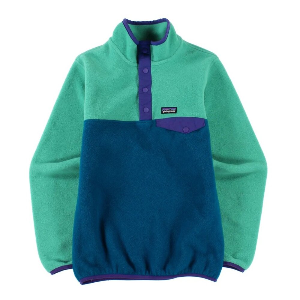 Patagonia Girls Lightweight Synchilla Snap-T Pullover Size 14 XL Underwater Blue